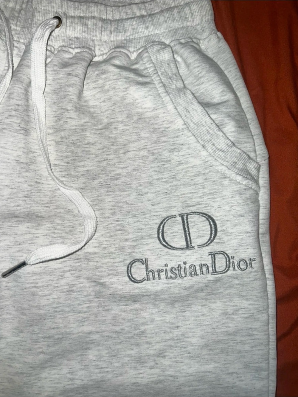 Vintage Dior Light Gray Sweatpants with Embroidered Christian Dior Logo